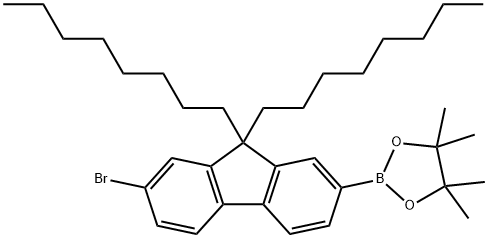 2-(7-Bromo-9,9-dioctyl-9H-fluoren-2-yl)-4,4,5,5-tetramethyl-[1,3,2]dioxaborolane Struktur