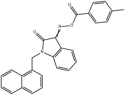 (E)-3-(((4-methylbenzoyl)oxy)imino)-1-(naphthalen-1-ylmethyl)indolin-2-one Struktur