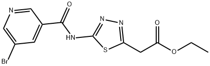 ethyl 2-(5-(5-bromonicotinamido)-1,3,4-thiadiazol-2-yl)acetate Struktur