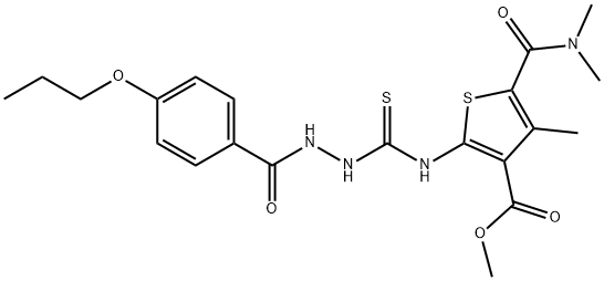 methyl 5-(dimethylcarbamoyl)-4-methyl-2-(2-(4-propoxybenzoyl)hydrazinecarbothioamido)thiophene-3-carboxylate Struktur