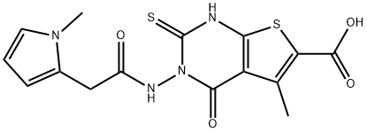 5-methyl-3-(2-(1-methyl-1H-pyrrol-2-yl)acetamido)-4-oxo-2-thioxo-1,2,3,4-tetrahydrothieno[2,3-d]pyrimidine-6-carboxylic acid Struktur