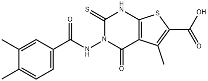 3-(3,4-dimethylbenzamido)-5-methyl-4-oxo-2-thioxo-1,2,3,4-tetrahydrothieno[2,3-d]pyrimidine-6-carboxylic acid Struktur