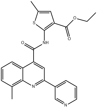 ethyl 5-methyl-2-(8-methyl-2-(pyridin-3-yl)quinoline-4-carboxamido)thiophene-3-carboxylate Struktur