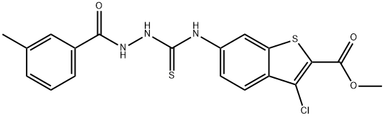 methyl 3-chloro-6-(2-(3-methylbenzoyl)hydrazinecarbothioamido)benzo[b]thiophene-2-carboxylate Struktur