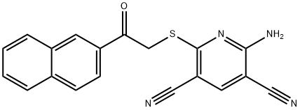 2-amino-6-{[2-(naphthalen-2-yl)-2-oxoethyl]sulfanyl}pyridine-3,5-dicarbonitrile Struktur