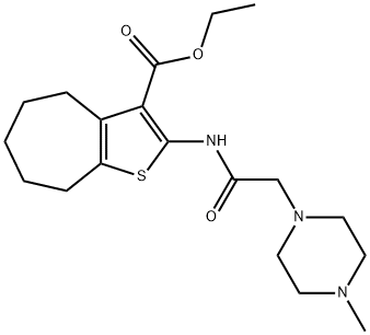 ethyl 2-(2-(4-methylpiperazin-1-yl)acetamido)-5,6,7,8-tetrahydro-4H-cyclohepta[b]thiophene-3-carboxylate Struktur