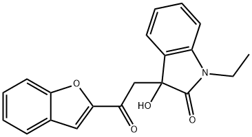 3-[2-(1-benzofuran-2-yl)-2-oxoethyl]-1-ethyl-3-hydroxy-1,3-dihydro-2H-indol-2-one Struktur