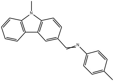 (E)-4-methyl-N-((9-methyl-9H-carbazol-3-yl)methylene)aniline Struktur