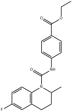 ethyl 4-(6-fluoro-2-methyl-1,2,3,4-tetrahydroquinoline-1-carboxamido)benzoate Struktur