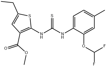 methyl 2-(3-(2-(difluoromethoxy)-4-methylphenyl)thioureido)-5-ethylthiophene-3-carboxylate Struktur