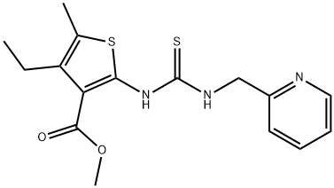 methyl 4-ethyl-5-methyl-2-(3-(pyridin-2-ylmethyl)thioureido)thiophene-3-carboxylate Struktur