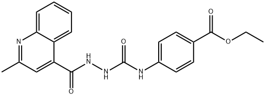 ethyl 4-(2-(2-methylquinoline-4-carbonyl)hydrazinecarboxamido)benzoate Struktur