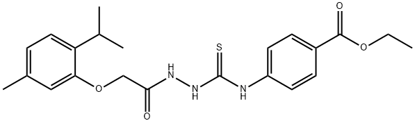 ethyl 4-(2-(2-(2-isopropyl-5-methylphenoxy)acetyl)hydrazinecarbothioamido)benzoate Struktur