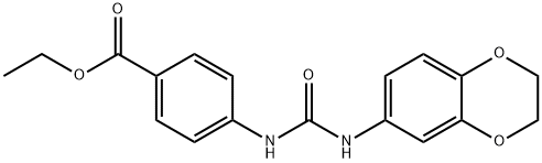 ethyl 4-(3-(2,3-dihydrobenzo[b][1,4]dioxin-6-yl)ureido)benzoate Struktur