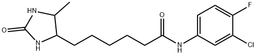 N-(3-chloro-4-fluorophenyl)-6-(5-methyl-2-oxoimidazolidin-4-yl)hexanamide Struktur