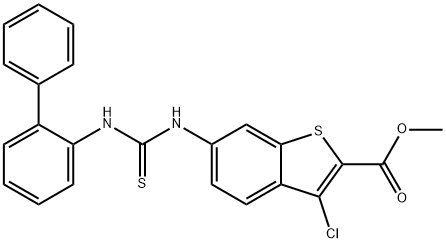 methyl 6-(3-([1,1'-biphenyl]-2-yl)thioureido)-3-chlorobenzo[b]thiophene-2-carboxylate Struktur