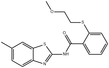 2-[(2-methoxyethyl)sulfanyl]-N-(6-methyl-1,3-benzothiazol-2-yl)benzamide Struktur