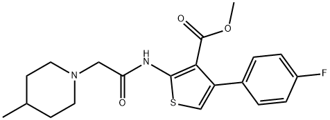 methyl 4-(4-fluorophenyl)-2-(2-(4-methylpiperidin-1-yl)acetamido)thiophene-3-carboxylate Struktur