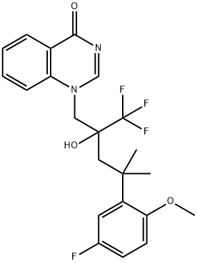 1-(4-(5-Fluoro-2-methoxyphenyl)-2-hydroxy-4-methyl-2-(trifluoromethyl)pentyl)quinazolin-4(1H)-one Struktur