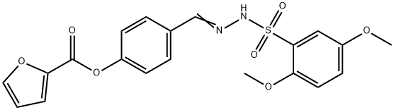 (Z)-4-((2-((2,5-dimethoxyphenyl)sulfonyl)hydrazono)methyl)phenyl furan-2-carboxylate Struktur