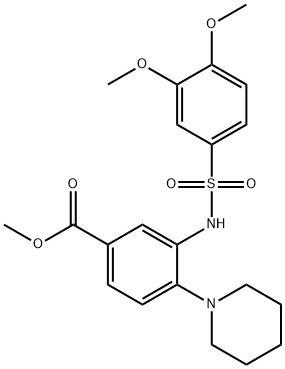 methyl 3-(3,4-dimethoxyphenylsulfonamido)-4-(piperidin-1-yl)benzoate Struktur