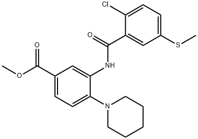 methyl 3-(2-chloro-5-(methylthio)benzamido)-4-(piperidin-1-yl)benzoate Struktur