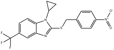 1-cyclopropyl-2-[(4-nitrobenzyl)sulfanyl]-5-(trifluoromethyl)-1H-benzimidazole Struktur