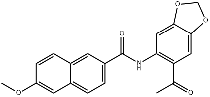 N-(6-acetyl-1,3-benzodioxol-5-yl)-6-methoxynaphthalene-2-carboxamide Struktur