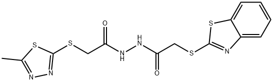 2-(1,3-benzothiazol-2-ylsulfanyl)-N'-{[(5-methyl-1,3,4-thiadiazol-2-yl)sulfanyl]acetyl}acetohydrazide Struktur