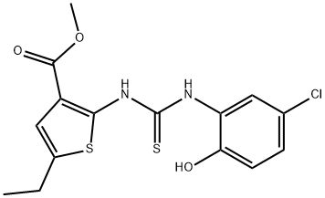 methyl 2-(3-(5-chloro-2-hydroxyphenyl)thioureido)-5-ethylthiophene-3-carboxylate Struktur