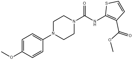 methyl 2-(4-(4-methoxyphenyl)piperazine-1-carboxamido)thiophene-3-carboxylate Struktur