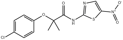 2-(4-chlorophenoxy)-N-{5-nitro-1,3-thiazol-2-yl}-2-methylpropanamide Struktur