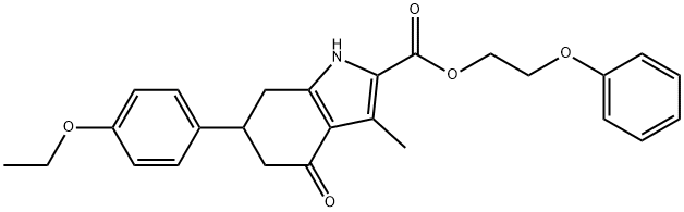 2-phenoxyethyl 6-(4-ethoxyphenyl)-3-methyl-4-oxo-4,5,6,7-tetrahydro-1H-indole-2-carboxylate Struktur