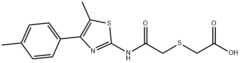 2-((2-((5-methyl-4-(p-tolyl)thiazol-2-yl)amino)-2-oxoethyl)thio)acetic acid Struktur