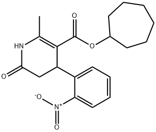 cycloheptyl 2-methyl-4-(2-nitrophenyl)-6-oxo-1,4,5,6-tetrahydropyridine-3-carboxylate Struktur