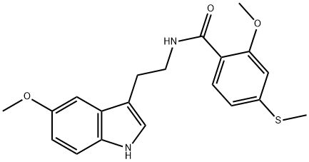 2-methoxy-N-[2-(5-methoxy-1H-indol-3-yl)ethyl]-4-(methylsulfanyl)benzamide Struktur