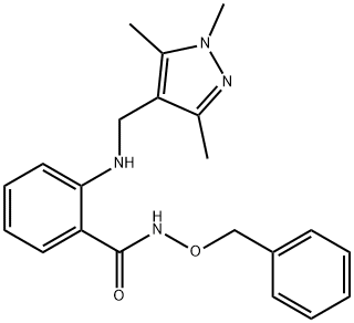 N-(Benzyloxy)-2-(((1,3,5-trimethyl-1H-pyrazol-4-yl)methyl)amino)benzamide Struktur