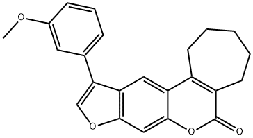 11-(3-methoxyphenyl)-2,3,4,5-tetrahydrocyclohepta[c]furo[3,2-g]chromen-6(1H)-one Struktur