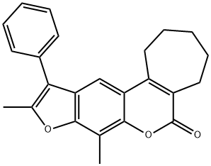 8,10-dimethyl-11-phenyl-2,3,4,5-tetrahydrocyclohepta[c]furo[3,2-g]chromen-6(1H)-one Struktur