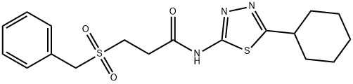 3-(benzylsulfonyl)-N-(5-cyclohexyl-1,3,4-thiadiazol-2-yl)propanamide Struktur