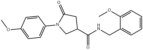 N-(2-methoxybenzyl)-1-(4-methoxyphenyl)-5-oxopyrrolidine-3-carboxamide Struktur