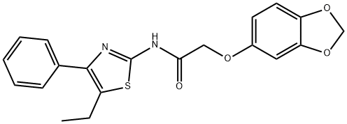 2-(1,3-benzodioxol-5-yloxy)-N-(5-ethyl-4-phenyl-1,3-thiazol-2-yl)acetamide Struktur