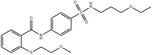 N-{4-[(3-ethoxypropyl)sulfamoyl]phenyl}-2-[(2-methoxyethyl)sulfanyl]benzamide Struktur