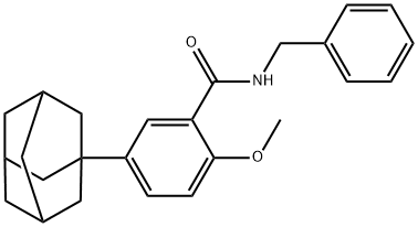 N-benzyl-2-methoxy-5-(tricyclo[3.3.1.1~3,7~]dec-1-yl)benzamide Struktur