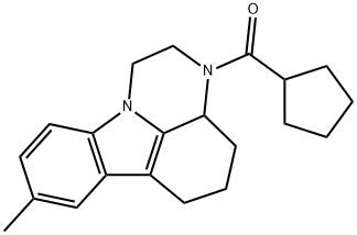 cyclopentyl(8-methyl-3a,4,5,6-tetrahydro-1H-pyrazino[3,2,1-jk]carbazol-3(2H)-yl)methanone Struktur