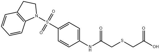 2-((2-((4-(indolin-1-ylsulfonyl)phenyl)amino)-2-oxoethyl)thio)acetic acid Struktur