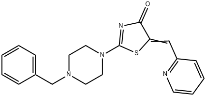 (5Z)-2-(4-benzylpiperazin-1-yl)-5-(pyridin-2-ylmethylidene)-1,3-thiazol-4(5H)-one Struktur