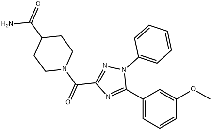 1-{[5-(3-methoxyphenyl)-1-phenyl-1H-1,2,4-triazol-3-yl]carbonyl}-4-piperidinecarboxamide Struktur