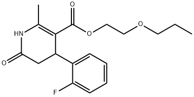 2-propoxyethyl 4-(2-fluorophenyl)-2-methyl-6-oxo-1,4,5,6-tetrahydropyridine-3-carboxylate Struktur