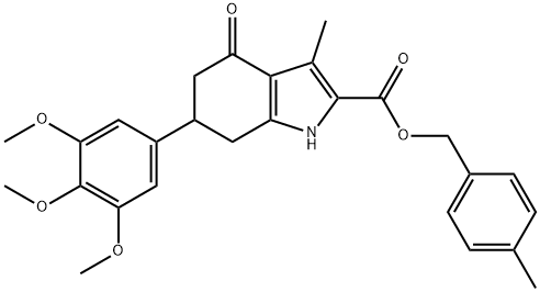 4-methylbenzyl 3-methyl-4-oxo-6-(3,4,5-trimethoxyphenyl)-4,5,6,7-tetrahydro-1H-indole-2-carboxylate Struktur